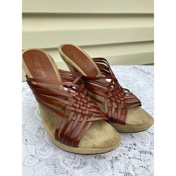 Lumiani Brown Leather & Suede Heels‎ Size 8 - Picture 1 of 11